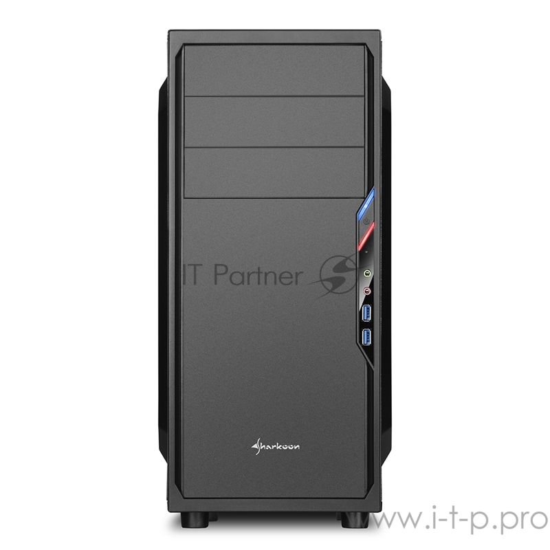 Sharkoon VS4-W blue led игровой корпус чёрный (ATX, акрил, fan 1x120 мм + 1x120 мм, 2xUSB 3.0, audio)