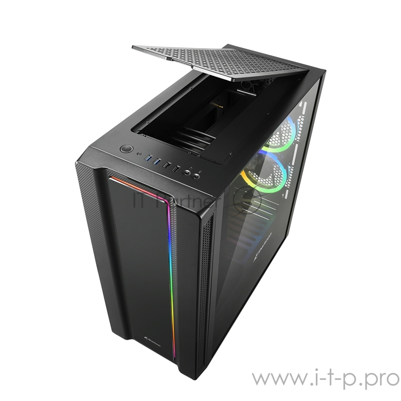 Sharkoon REV220 RGB игровой корпус чёрный (ATX, закаленное стекло, fan 3x120 мм + 2x120 мм RGB, 2xUSB 2.0, 2xUSB 3.0, audio)