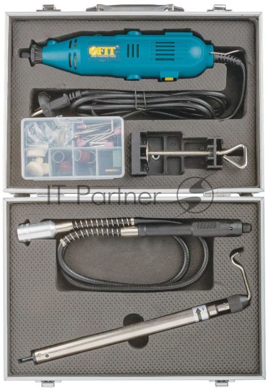 Мини-дрель FIT 80592 135 Вт 10000-32000 об/мин 2,4/3,2 мм БС щеток набор насадок алюмин. Кейс