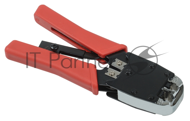 Инструмент обжимной ITK для RJ45, RJ12, RJ11 с храповым мех. и вертикальным положением обжима, сине-оранжевый