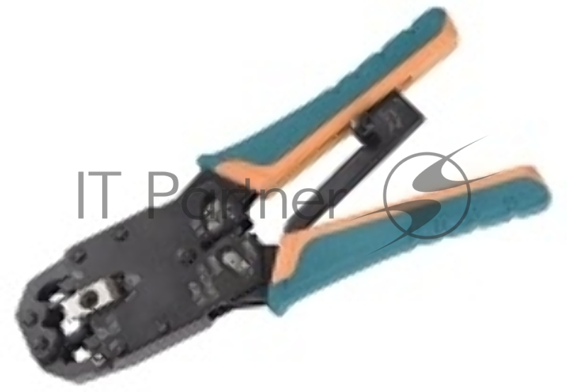 Инструмент обжимной ITK для RJ45, RJ12, RJ11 с храповым мех. и вертикальным положением обжима, сине-оранжевый