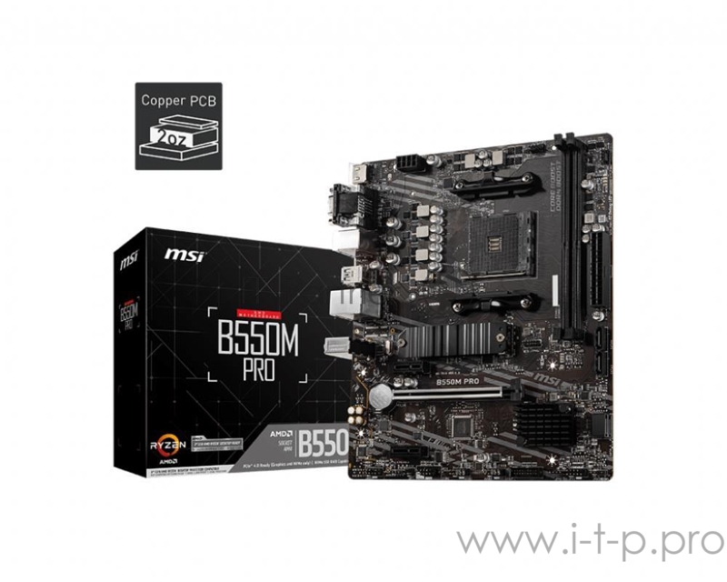 Материнская плата MSI B550M PRO Soc-AM4 AMD B550 2xDDR4 mATX AC`97 8ch(7.1) GbLAN RAID+VGA+HDMI