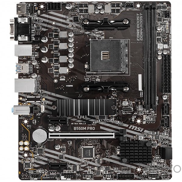 Материнская плата MSI B550M PRO Soc-AM4 AMD B550 2xDDR4 mATX AC`97 8ch(7.1) GbLAN RAID+VGA+HDMI