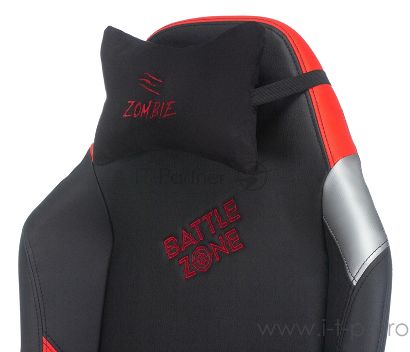 Кресло игровое Zombie HERO BATTLEZONE PRO черный/красный искусственная кожа с подголов. крестовина пластик