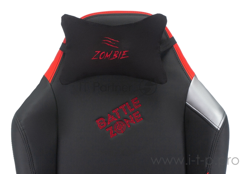Кресло игровое Zombie HERO BATTLEZONE PRO черный/красный искусственная кожа с подголов. крестовина пластик