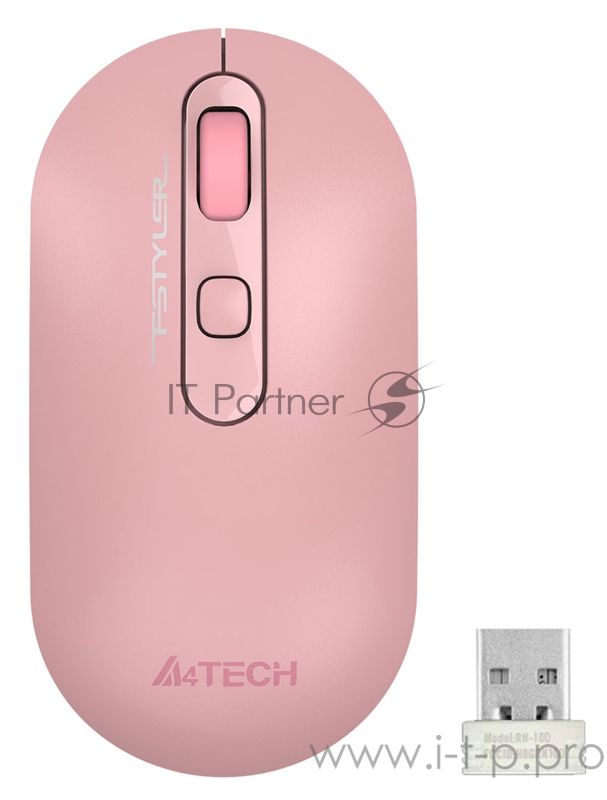 Мышь A4Tech Fstyler FG20S розовый оптическая (2000dpi) silent беспроводная USB (4but)
