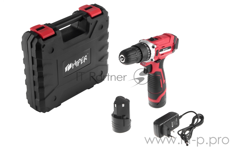Дрель DIY HIPER акк HCD12/2A 12В, 26Нм, 1,5Ач, 2 скорости, 2 акк, Li-ion, кейс