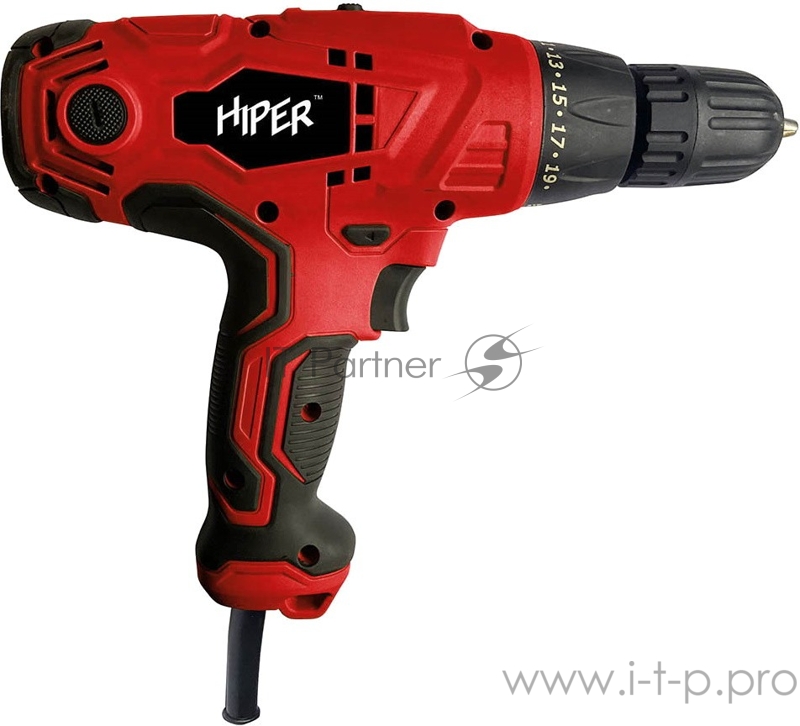 Шуруповерт DIY HIPER сет. HES350/2A 350Вт, 35Нм, 0 -750 / 0 - 2800об/мин, БЗП 10мм, коробка