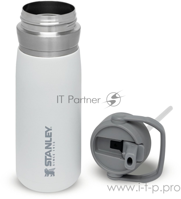 Термос-бутылка Stanley Flip Straw 0.65л. белый/серый (10-09697-007)