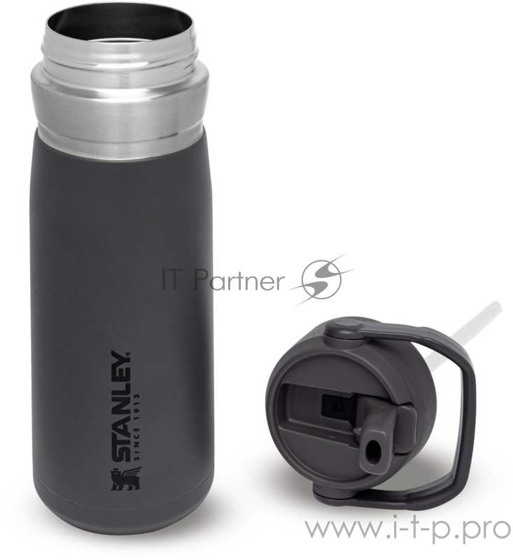 Термос-бутылка Stanley Flip Straw 0.65л. серый (10-09697-008)