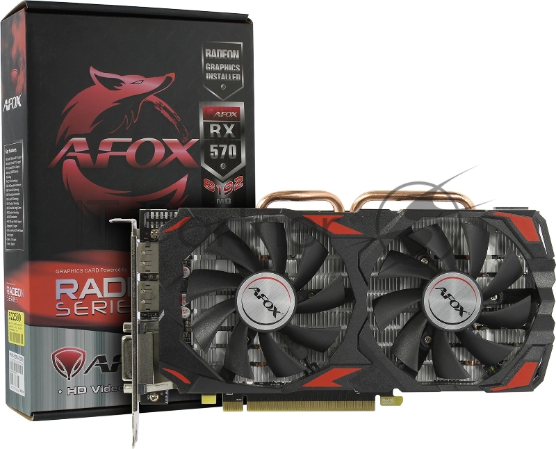 Видеокарта AFOX AFRX570-8192D5H3-V2 AFOX RX 570 8GB GDDR5 256BIT HDMI 3xDP ATX DUAL FAN RETAIL PACK