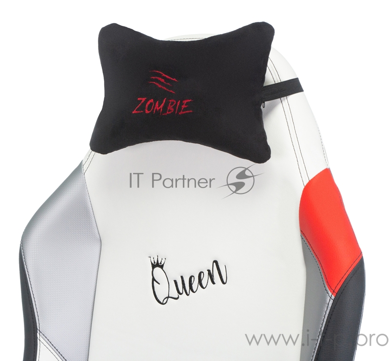 Кресло игровое Zombie HERO QUEEN PRO черный/белый искусственная кожа с подголов. крестовина пластик