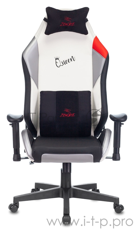 Кресло игровое Zombie HERO QUEEN PRO черный/белый искусственная кожа с подголов. крестовина пластик
