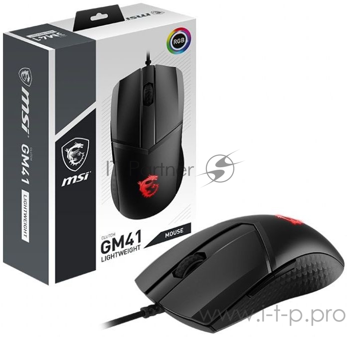 Мышь MSI Clutch GM41 черный/красный оптическая (16000dpi) USB2.0 (6but)