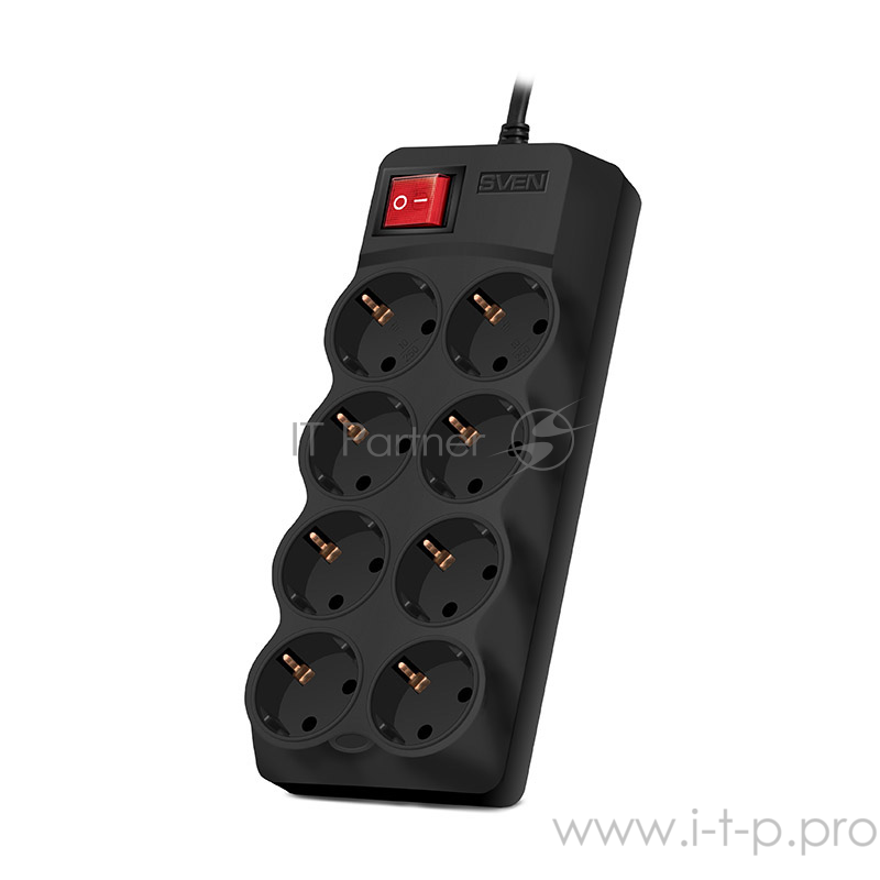 Сетевые фильтры SVEN Фильтр Optima Pro 3.1 м, 8 розеток, черный, цветная коробка