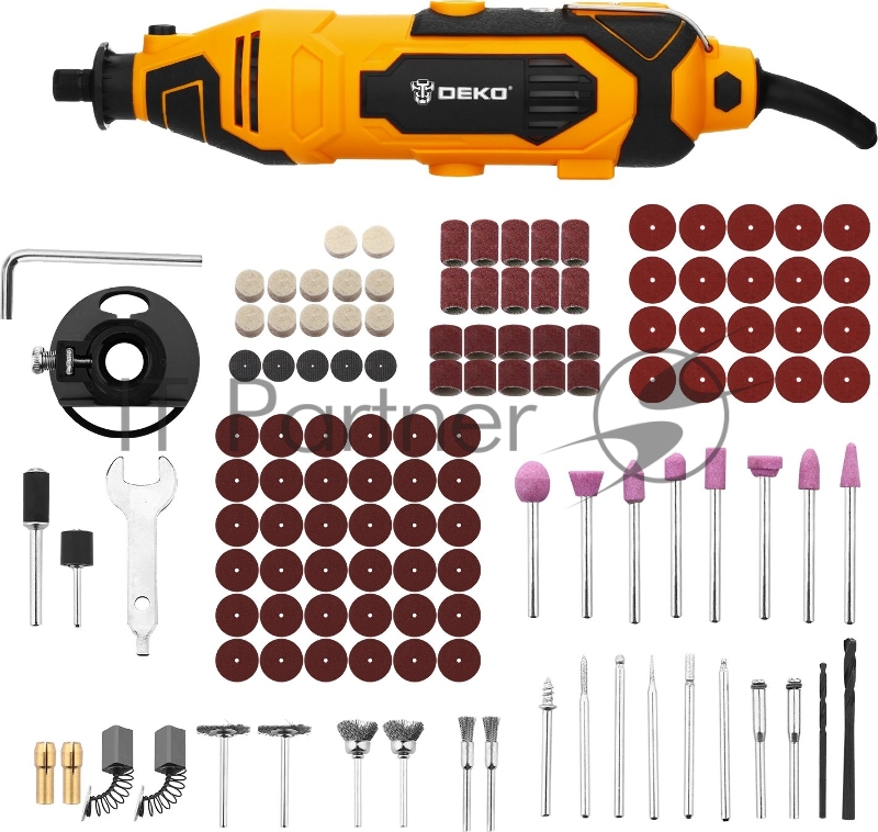Электрический гравер с регулировкой скорости DEKO 200Вт DKRT200E + набор аксессуаров 126 штук