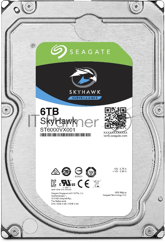 Жесткий диск SATA 6TB 5400RPM 6GB/S 128MB ST6000VX001 SEAGATE, 3.5