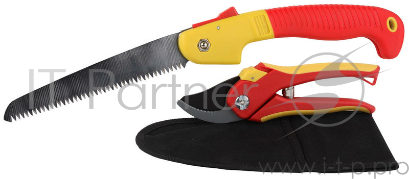 Кусторезы, Секаторы, Сучкорезы Набор садовый GRINDA: секатор, ножовка складная, нейлоновый чехол 8-423251-H3_z01