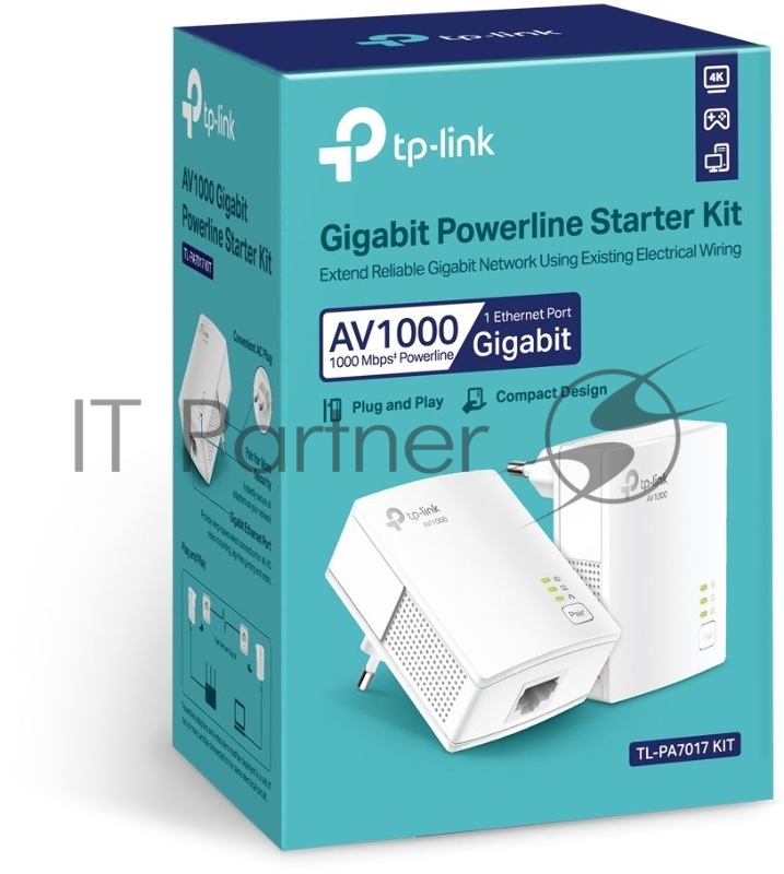 Сетевой адаптер AV1000 Gigabit Powerline Starter KitSPEED: 1000 Mbps PowerlineSPEC: Broadcom CPU, HomePlug AV2, 1+1 Gigabit PortFEATURE: Plug and Play, tpPLC Utility, Pair for More SecurityKIT: 2× TL-PA7017