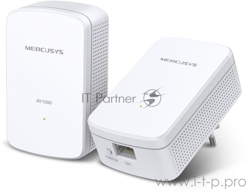 Комплект гигабитных адаптеров AV1000 Gigabit Powerline Kit, HomePlug AV2 standard, 1 Gigabit port, 300m over electrical circuits, plug and play.