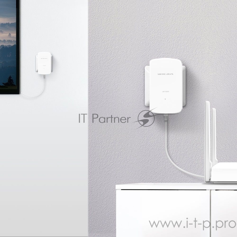 Комплект гигабитных адаптеров AV1000 Gigabit Powerline Kit, HomePlug AV2 standard, 1 Gigabit port, 300m over electrical circuits, plug and play.