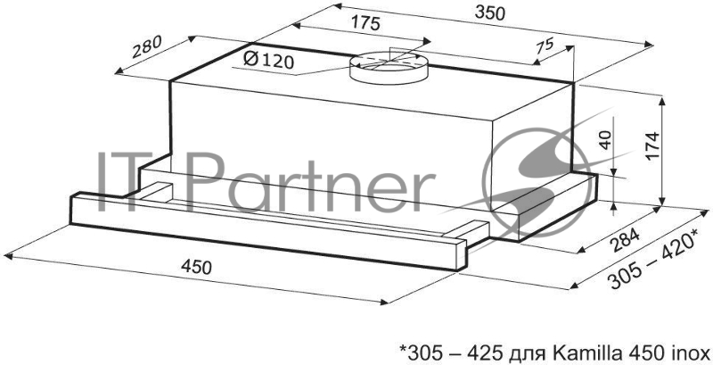 Вытяжка кухонная KRONA KAMILLA 450 BLACK