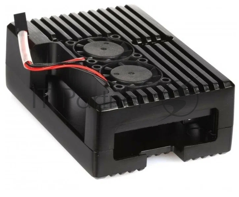 Корпус закрытый Qumo Aluminum case with double black fans, Raspberry Pi 4, black(RS021)
