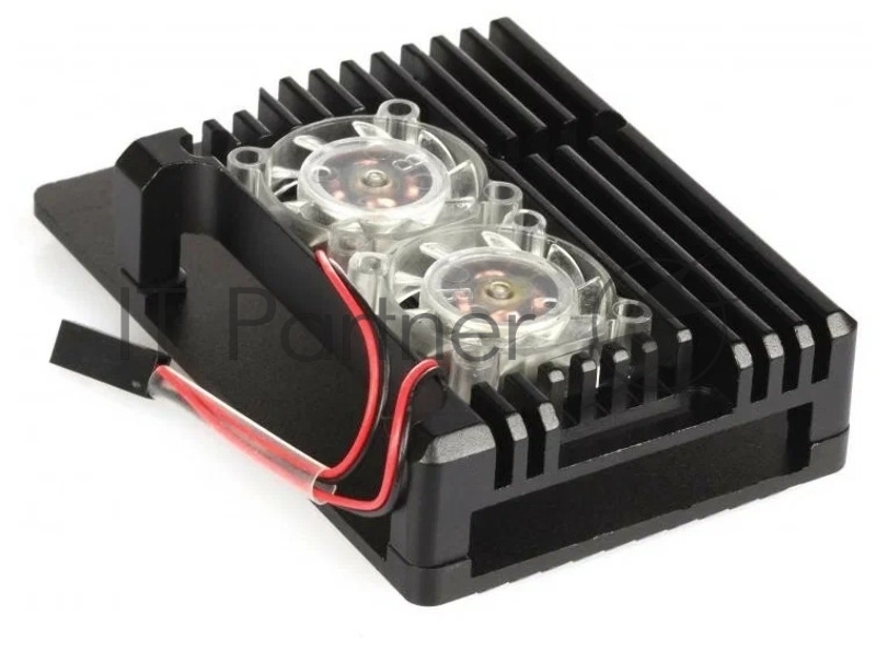 Корпус Qumo Aluminum case with double Transparent fans, Raspberry Pi 4, black(RS012)