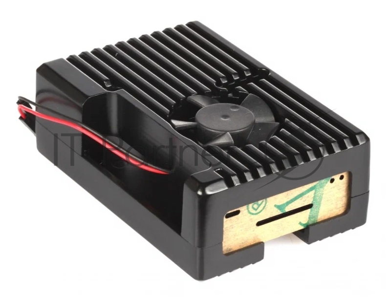 Корпус Qumo Aluminum case with black fan, Raspberry Pi 4, black(RS022)