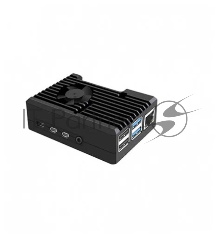 Корпус Qumo Aluminum case with black fan, Raspberry Pi 4, black(RS022)