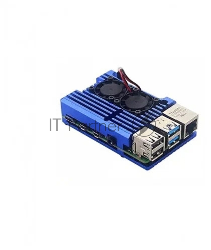 Корпус Qumo Aluminum case with double black fans, Raspberry Pi 4, blue(RS008)