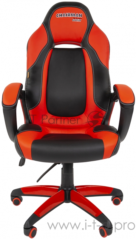 Игровое кресло Chairman game 20 черный/красный (экокожа, регулируемый угол наклона, механизм качания)