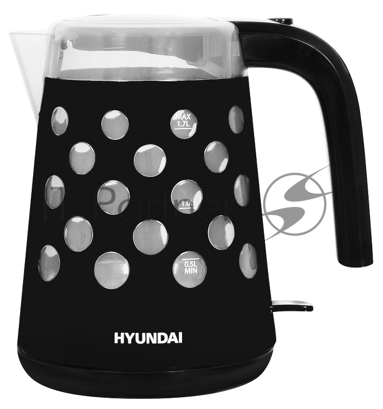Чайник электрический Hyundai HYK-G2012 1.7л. 2200Вт черный/прозрачный (корпус: пластик)