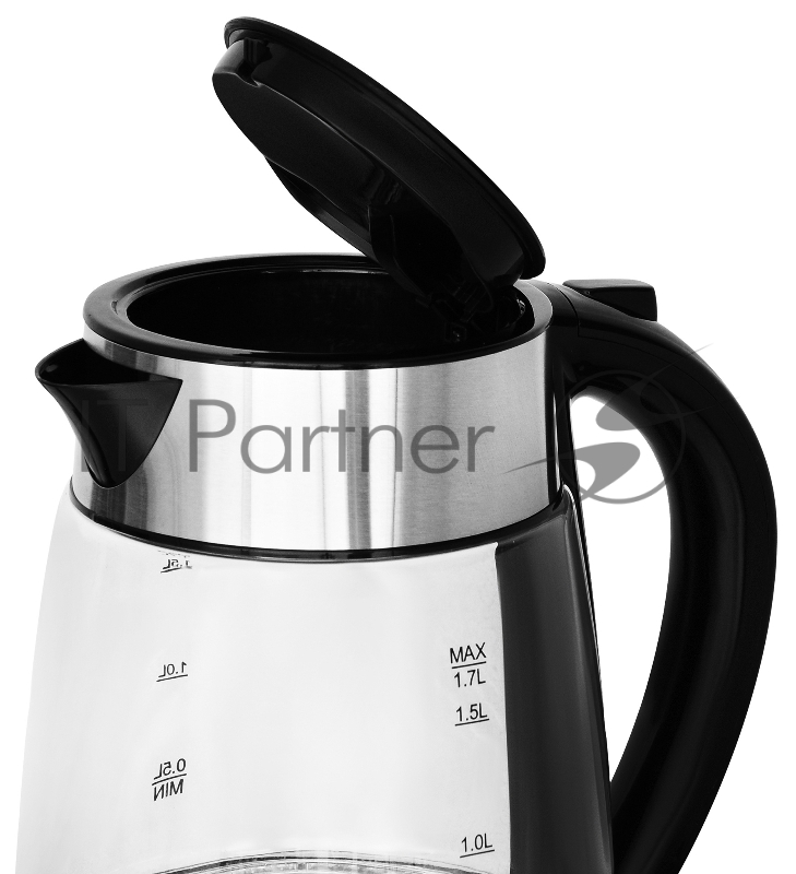 Чайник электрический Starwind SKG3026 1.7л. 2200Вт черный/серебристый (корпус: стекло)