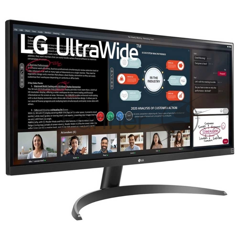 МОНИТОР 29 LG 29WP500-B Black (IPS, 2560x1080, 75Hz, 5ms, 178°/178°, 250 cd/m, 1000:1,+2хHDMI, )