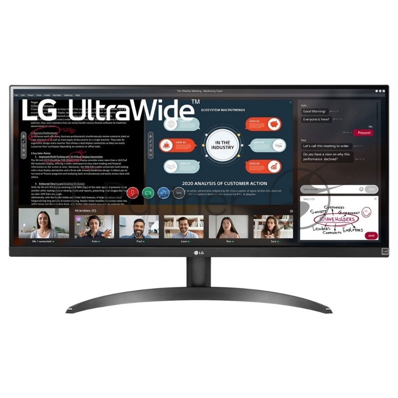 МОНИТОР 29 LG 29WP500-B Black (IPS, 2560x1080, 75Hz, 5ms, 178°/178°, 250 cd/m, 1000:1,+2хHDMI, )