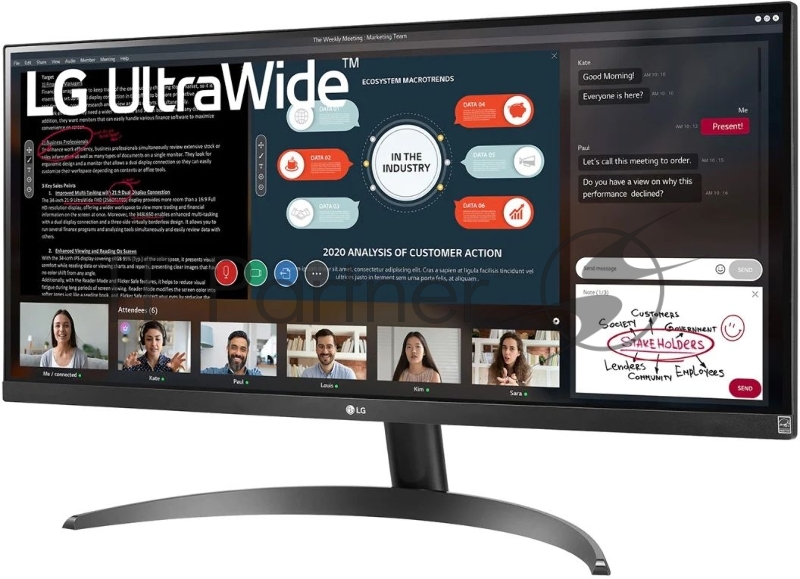 МОНИТОР 29 LG 29WP500-B Black (IPS, 2560x1080, 75Hz, 5ms, 178°/178°, 250 cd/m, 1000:1,+2хHDMI, )