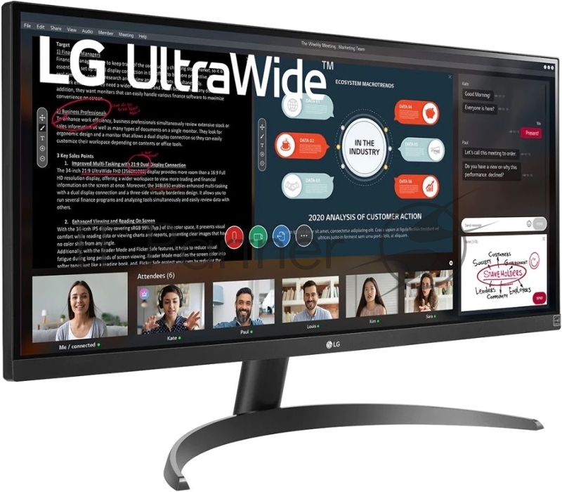 МОНИТОР 29 LG 29WP500-B Black (IPS, 2560x1080, 75Hz, 5ms, 178°/178°, 250 cd/m, 1000:1,+2хHDMI, )
