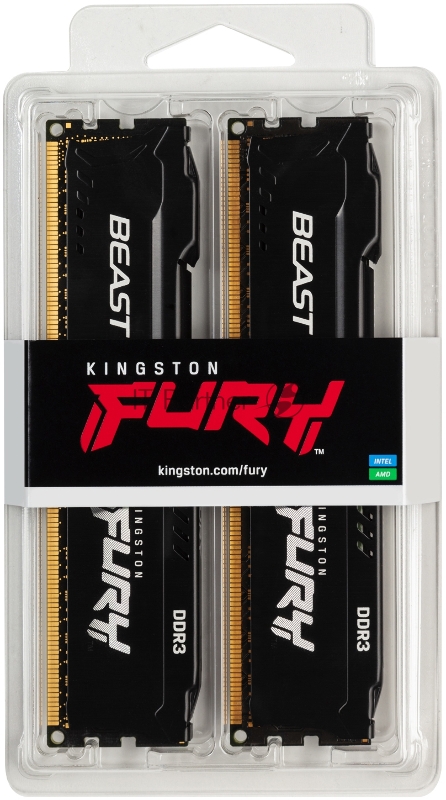 Память оперативная Kingston 8GB 1600MHz DDR3 CL10 DIMM (Kit of 2) FURY Beast Black