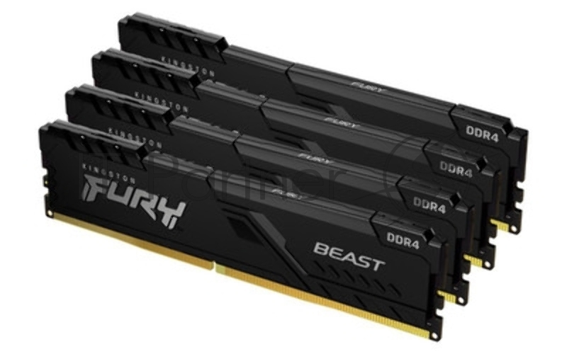 Память оперативная Kingston 128GB 2666MHz DDR4 CL16 DIMM (Kit of 4) FURY Beast Black