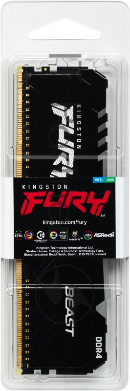 Память оперативная Kingston 16GB 3000MHz DDR4 CL15 DIMM 1Gx8 FURY Beast RGB