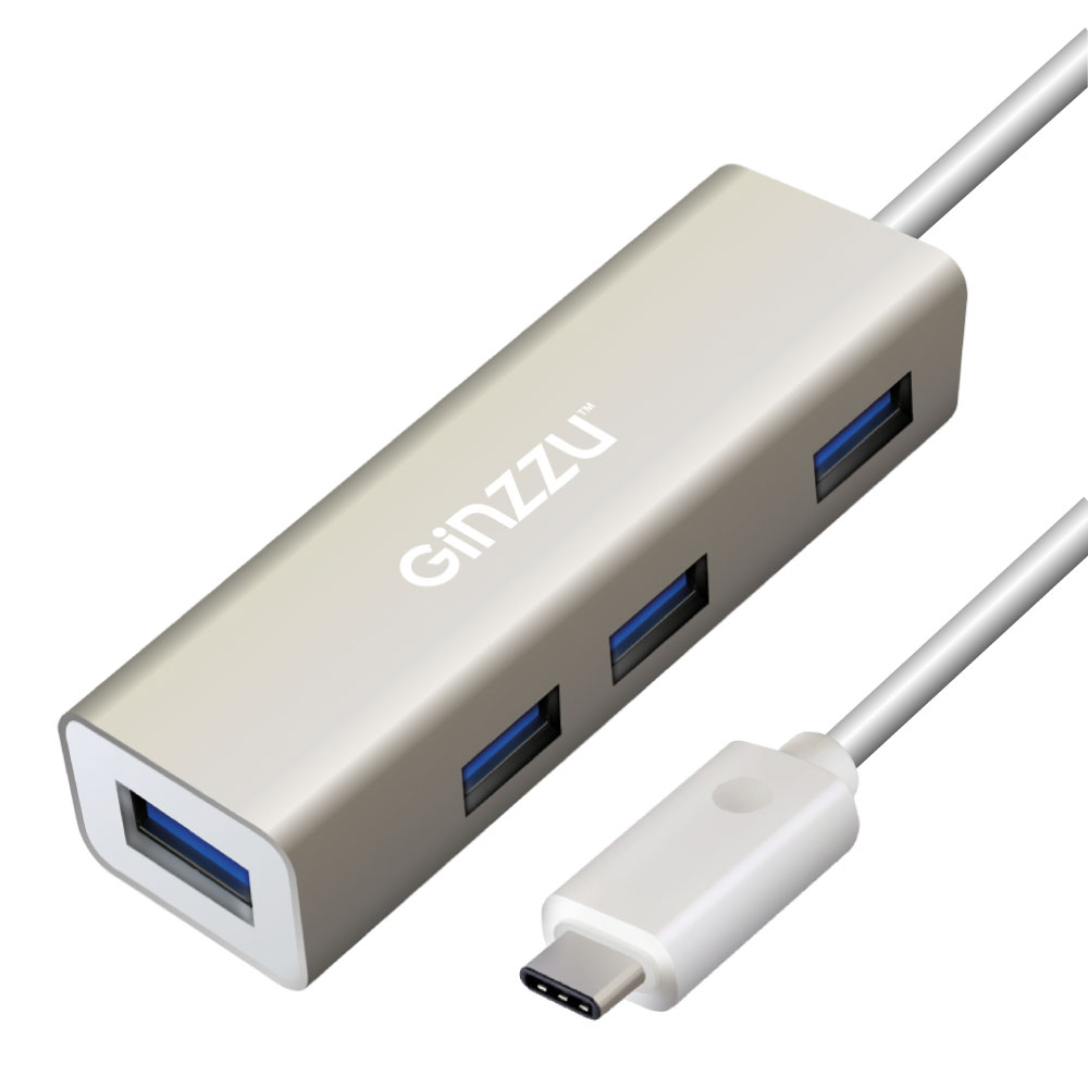 Контроллер HUB GR-518UB Ginzzu TYPE C, 4 порта USB3.0, 20см кабель