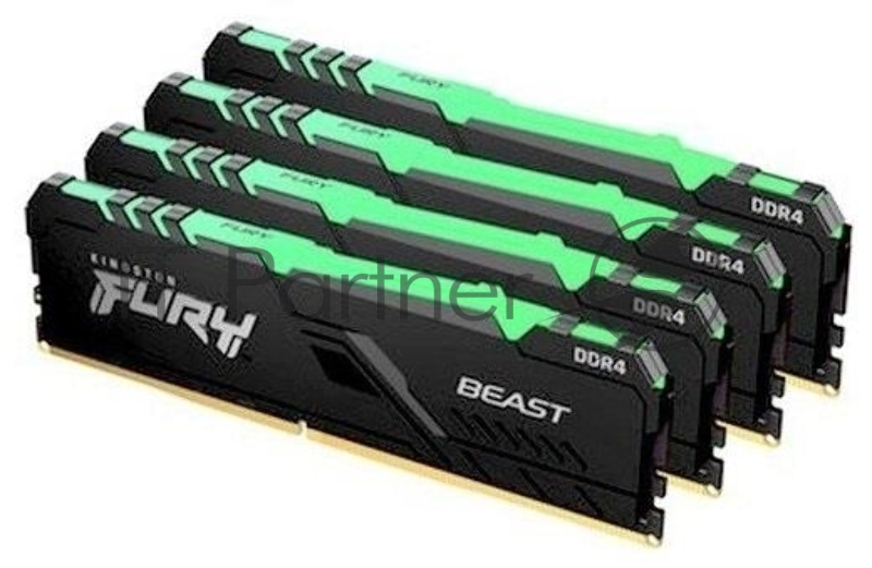 Память оперативная Kingston 32GB 3000MHz DDR4 CL15 DIMM (Kit of 4) FURY Beast RGB