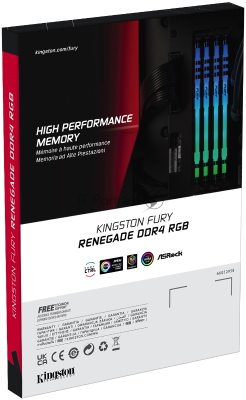 Память оперативная Kingston 32GB 3200MHz DDR4 CL16 DIMM (Kit of 2) 1Gx8 FURY Renegade RGB