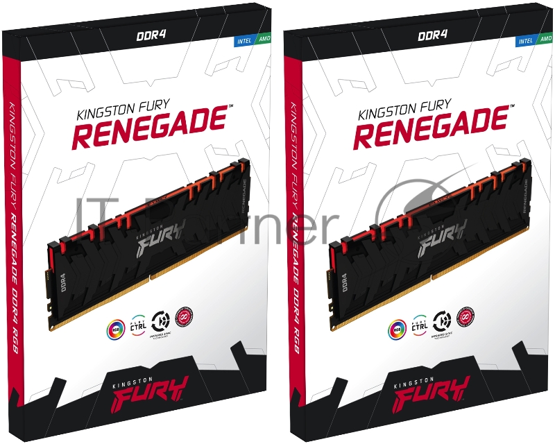 Память оперативная Kingston 32GB 3600MHz DDR4 CL16 DIMM (Kit of 4) FURY Renegade RGB