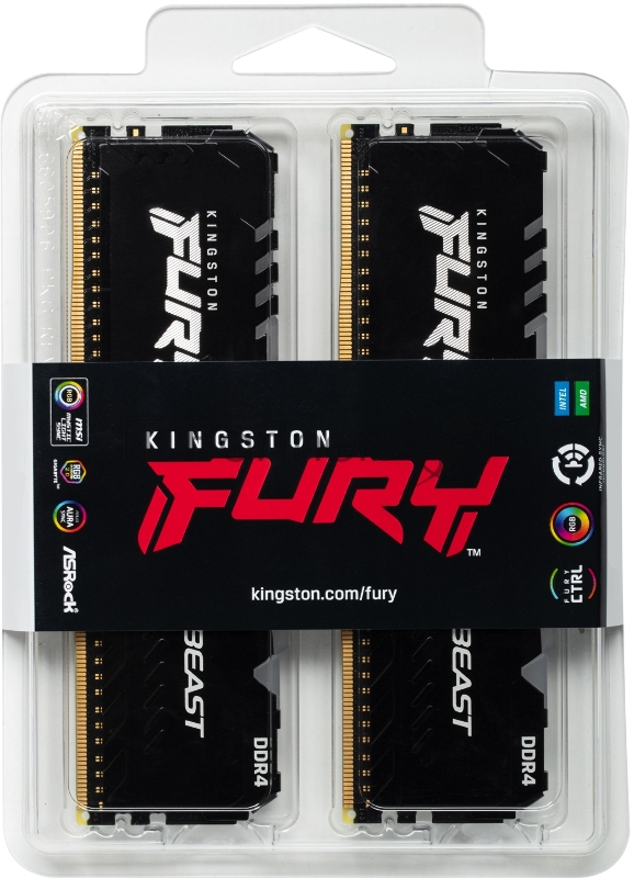 Память оперативная Kingston 32GB 3733MHz DDR4 CL19 DIMM (Kit of 2) 1Gx8 FURY Beast RGB