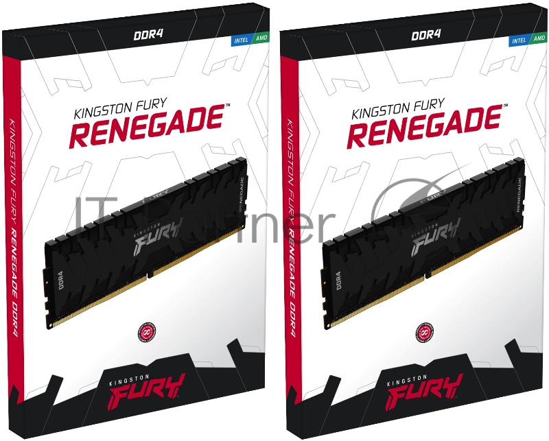 Память оперативная Kingston 64GB 3000MHz DDR4 CL15 DIMM (Kit of 4) 1Gx8 FURY Renegade Black