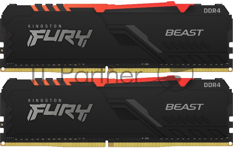 Память оперативная Kingston 64GB 3200MHz DDR4 CL16 DIMM (Kit of 2) FURY Beast RGB