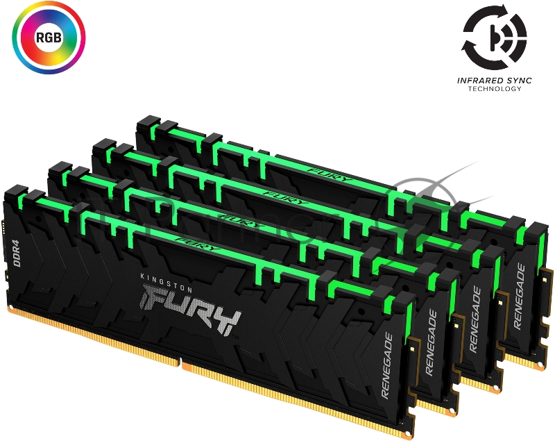 Память оперативная Kingston 64GB 3200MHz DDR4 CL16 DIMM (Kit of 4) 1Gx8 FURY Renegade RGB