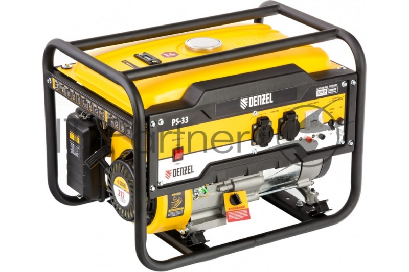 Генератор бензиновый DENZEL PS 33, 3,3 кВт, 230В, 15л, ручной стартер 946834